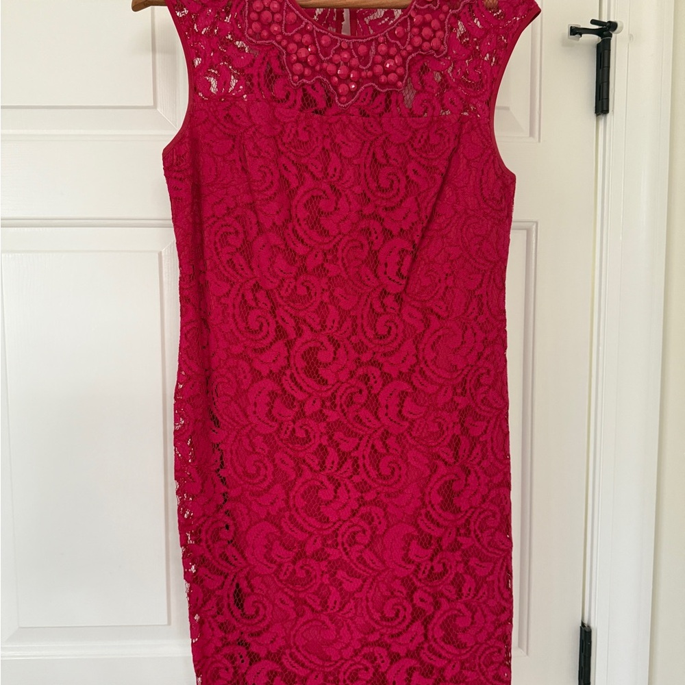 Elegant raspberry Lace Dress